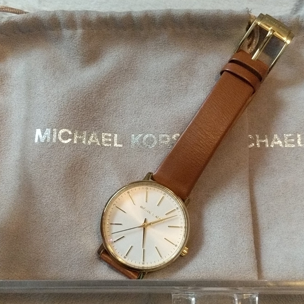 Gold Face Michael Kors Brown Band Watch